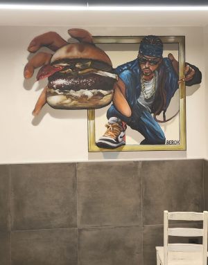 Graffitis 3d Hamburgueseria Trampantojo Rapero 300x100000